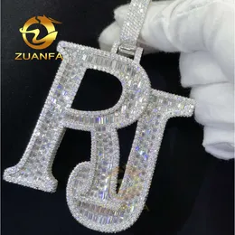 Personlig anpassad Iced Out Moissanite Diamonds Halsband Big Letter Hip Hop Sier Chain Pendant