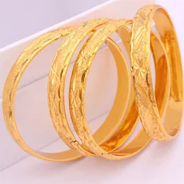 1 adet oyulmuş bileklik kalın 18k sarı altın dolu klasik düğün bileklik bilezik dia 60mm 10mm bütün mücevher261v
