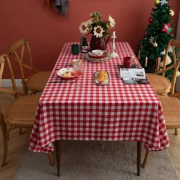 Tovaglia scozzese rossa verde tovaglia in cotone festa di Natale tovaglia rettangolare copertura tavolo da pranzo per picnic barbecue decorazioni per la casa mensola del camino Mesa 231204