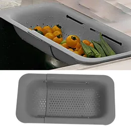Sink Strainers Collapsible Colander Kitchen Accessories Extendable Strainer Fruits Vegetables Noodle Drain Basket Space-Saver Drainer Over Sink 231204