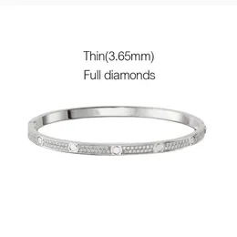 Armbanden tunn rörelse armband med skruvmejselguld rose platina full diamantdesigner armbandsmycken smycken kvinnor 3 65mm armele319o