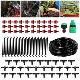 25M DIY Drip Irrigation System Automatic Watering Hose Micro Drip Watering Kits with Adjustable Drippers for Garden Landscape T200242N