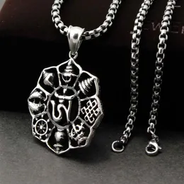 Pendant Necklaces Men's Stainless Steel Lotus Ohm AUM Hindu OM Brahman YOGA Yogi Necklace314O