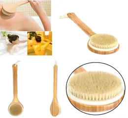 40 cm Ronde Vorm Haren Lange Steel Houten Bad Douche Lichaam Terug Borstel Spa Scrubber Zeepreiniger Exfoliërende Badkamer Gereedschap3343457