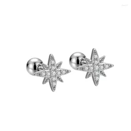 Pendientes de tuerca con aguja de plata 925 para mujer, estrella de circón transparente, joyería elegante, regalo 2023 EH008