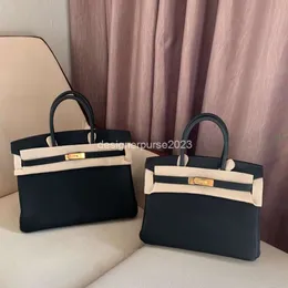 Bolsa clássica Berkins Designer Lady Togo Bolsas de couro h-zip Lichia grão de couro genuíno fivela de bloqueio portátil preto versátil casual leve luxo