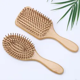 Ny trä bambu hår kam frisk paddelborste hår massage borste hårborste kam hårbotten hårvård kammar styler styling verktyg