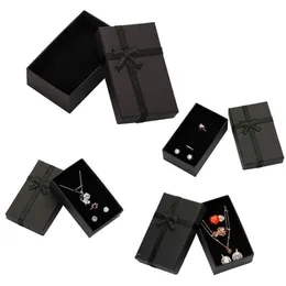 32pcs Jewelry Box 8x5cm Black Necklace for Ring Gift Paper Jewellery Packaging Bracelet Earring Display with Sponge 2107132134