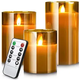 Velas LED Luzes para Casa Eletrônica Vela Decoração Vidro Conjunto Completo Controle Remoto Temporizador Natal Casamento 231204