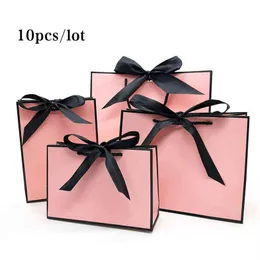 Pretty Pink Kraft Gift Bag Gold Present Box For Pajamas Clothes Books Packaging Gold Handle Paper Box Bags Kraft Paper Gift Bag 21265D