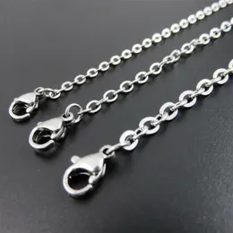 on 100pcs Lot whole stainless steel silver Tone 1 5mm 2mm 2 3mm Strong flat oval chain necklace women jewelry 18 inch -28295z