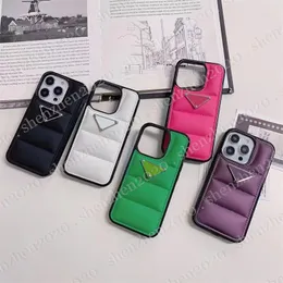 Fundas de teléfono clásicas con textura de plumón para mujer, 5 colores, a la moda, para iP 15, 14, 13, 12, 11 pr max