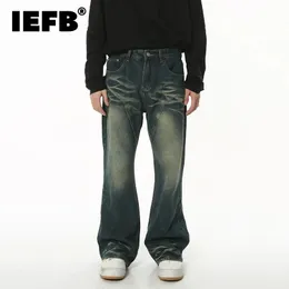 Мужские джинсы IEFB Брюки Осенние мешковатые нишевые дизайнерские градиентные слегка расклешенные прямые джинсовые брюки Ретро изношенные 9C1838 231204