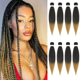 Ombre Braiding Hair Pre Stretched Easy Braids Hair Yaki Straight Hot Water Setting Synthetic Braiding Hair Extensions