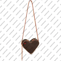 M57456 لعبة على Coeur Mini Desinger Red Heart Handbag Calf Leather Women Canvas مقاطعًا مسائيًا محفظة كيس الكتف 263i