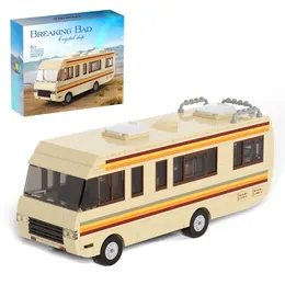 Diecast Model Moc Classic Movie Breaking Bad Car Building Blocks Kit White Pinkman Cooking Lab RV Vehicle Toys for Children Gifts 231204