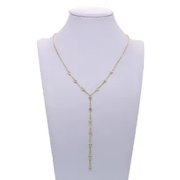 Hochzeit Schmuck Sets Gold Farbe lange Lariat Kette CZ Station Lünette Link funkelnden Charme Anhänger Y Frauen sexy Modeschmuck winzige Halskette 231205