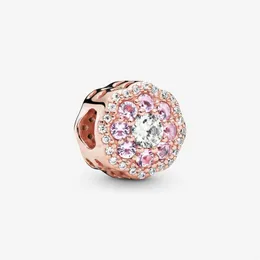 Nowy przyjazd 100% 925 Srebrny Srebrny Pink Sparkle Flower Charm Fit Original European Charm Bransoletę Masowa Akcesoria 251s