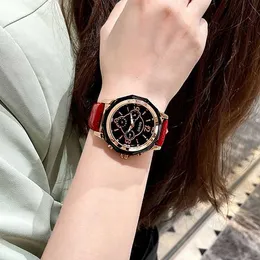 Authentic light luxury large dial calendar week watch women luxurious atmosphere ins style simple temperament real leather belt