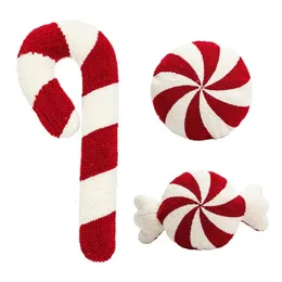 Coprisedie Buon Natale rosso bianco turbinii Natale carino dolce bastoncino di zucchero Cuscini di tiro Cuscini di copertura per divano Cuscino decorativo 231204