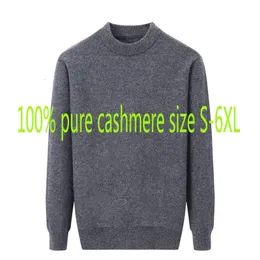 Herrtröjor drar 100% Cachemire Homme Grand Chaud Epais Dekontracte Col Rond Ordinateur drar Grande Taille Hiver S-5XL 6XL Nouvelle Mode 231205