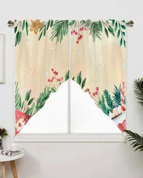 Curtain Christmas Branch Berries Window Curtains For Living Room Kitchen Drapes Home Decor Triangular