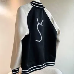 Sportswear moda feminina jaqueta de beisebol clássico incrustado diamante sweshirt y designer jaquetas das mulheres casual com zíper cardigan de lã b1