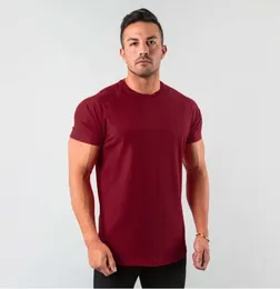 New Stylish Plain Tops Fitness Mens T Shirt Short Sleeve Muscle Joggers Bodybuilding Tshirt Male Gym Clothes Slim Fit Tee 210409