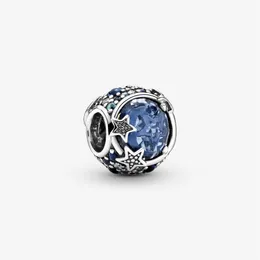 100% 925 Sterling Silver Celestial Blue Sparkling Stars Charms Fit Original European Charm 팔찌 패션 여성 결혼식 Engageme246x