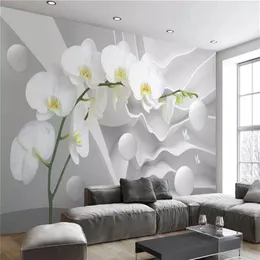 Anpassad 3D väggmålning tapet dabstract Space Phalaenopsis boll vardagsrum TV bakgrund bunden vägg hemförbättring silkes tapeter155m