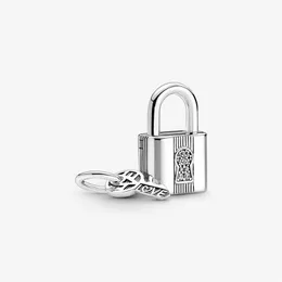 100% 925 Sterling Silver Padlock and Key Dangle Charms Fit Original European Charm Bracelet Fashion Wedding Engagement Jewelry Acc270b