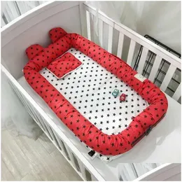 Culle per bambini Nido portatile Simpatico cartone animato Letto per orecchie Culla rimovibile Lavabile Viaggio per bambini Culla in cotone Drop Delivery Bambini Maternità N Dh20N