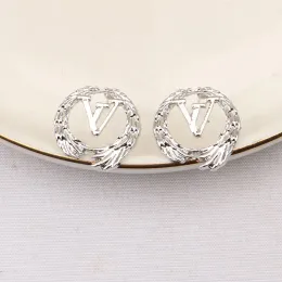 Märke kvinnor örhängen designers bokstav örantguld guld sier pläterad geometrisk vågig korn inlay cz diamant pärla örhänge för bröllopsfest