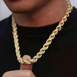 Custom Made Hiphop Jewelry White Gold Color Yellow Gold Color 925 Silver Shining Bling Gold Rope Chain Necklace