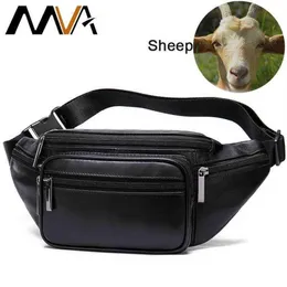 MVA Men's Waist Bag Belt Waist Packs Sheep genuine Leather Waist Bag For men women Fanny Pack Belt Bum Hip men's belt ba312E