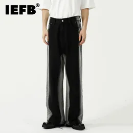 Męskie dżinsy IEFB Trend Osobowość Stopniowa streetwearna barwnik kontrast kolor workowate szerokie nogi dżinsowe mody 9C3408 231204
