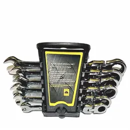 Gears Wrench Set Keys Set Open End Wrenches Aktiviteter Ratchet Repair Tools to Cykelmoment Skiftnyckelkombination Skannerbil Reparation T296E