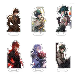 Keychains Anime Genshin Impact Venti Xiao Cosplay Acrylic Action Figure Diluc Game Stand Sign Model Desk Decor Fans Collection Toy Gift
