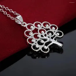 Anhänger 925 Sterling Silber Halskette Für Frauen Schmuck 18 Zoll Elegante Baum Karte Anhänger Mode Weihnachtsgeschenke Hochzeit