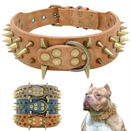 2 عرض طوق للكلاب مرصعة بعرض للكلاب الكبيرة المتوسطة Pitbull الألمانية الراعي Pu Leather Pet Pet Collars Cool X0703312D