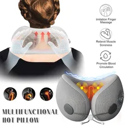 首頸部保護のための枕の処理可能なUSHAPEDメモリフォームCervicalAdjustable加熱マッサージスローリバウンド旅行枕231205
