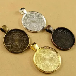 10st Multi Colors 20mm Halsband Pendant Ställa in Cabochon Cameo Base Tray Bezel Blank Fit Cabochons smycken som gör fynd198k