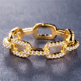 Creative Chain Ladies Zircon Ring for Women Silver-Plated Rose Gold Copper Rhinestone Ring Popular Wedding Jewelry310U