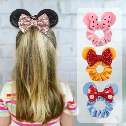 Hair Accessories 2023 S Christmas Mouse Ears Sequins Bows Headband Women Velvet Scrunchies Bands For Girls Party DIY260M