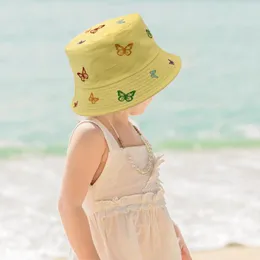 Wide Brim Hats Kids Adjustable Chin Strap Sun Summer Spring Hat Cute Cartoon Outdoor Beach Bucket Cap