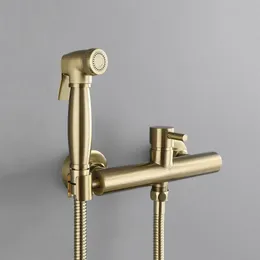 H Kalt-Bidet-Sprayer-Wasserhahn, gebürstetes Gold, Messing, schwarzes Chrom, Wand-WC-Duschset 227c