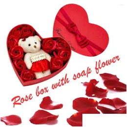 Dekorative Blumen Kränze Dekorative Blumen Dekoration Seife Künstliche Rose Blume San Valentine Geschenk Teddybär Artificielle Vale Dhcsy