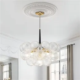 Longree Modern Bubble Ball Swirled Glass Chandelier Dia 24 인치 흰색 맑은 지구인 BLOW BLOW BLOW BLOWN SMALE 천장 조명 침실 연구 레스토랑