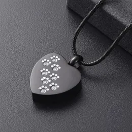 IJD8383 Cool Men's Necklace Black Color HEART CREMATION PENDANT for Animal Human Ashes Holder Keepsake Stainless Steel3239