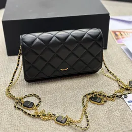 Chain with Enameled Buckles Women Designer Wallets Woc Flap Bag Lambskin Leather Gold Metal Hardware 20x13cm Diamond Crossbody Shoulder Handbag Purse 5 Colors